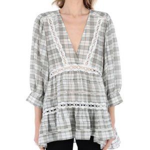 NWT Free People | Time Out Lace Plaid Boho Tunic